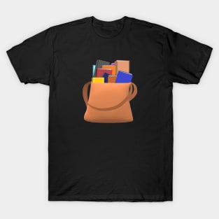 Bag of Books (Black Background) T-Shirt